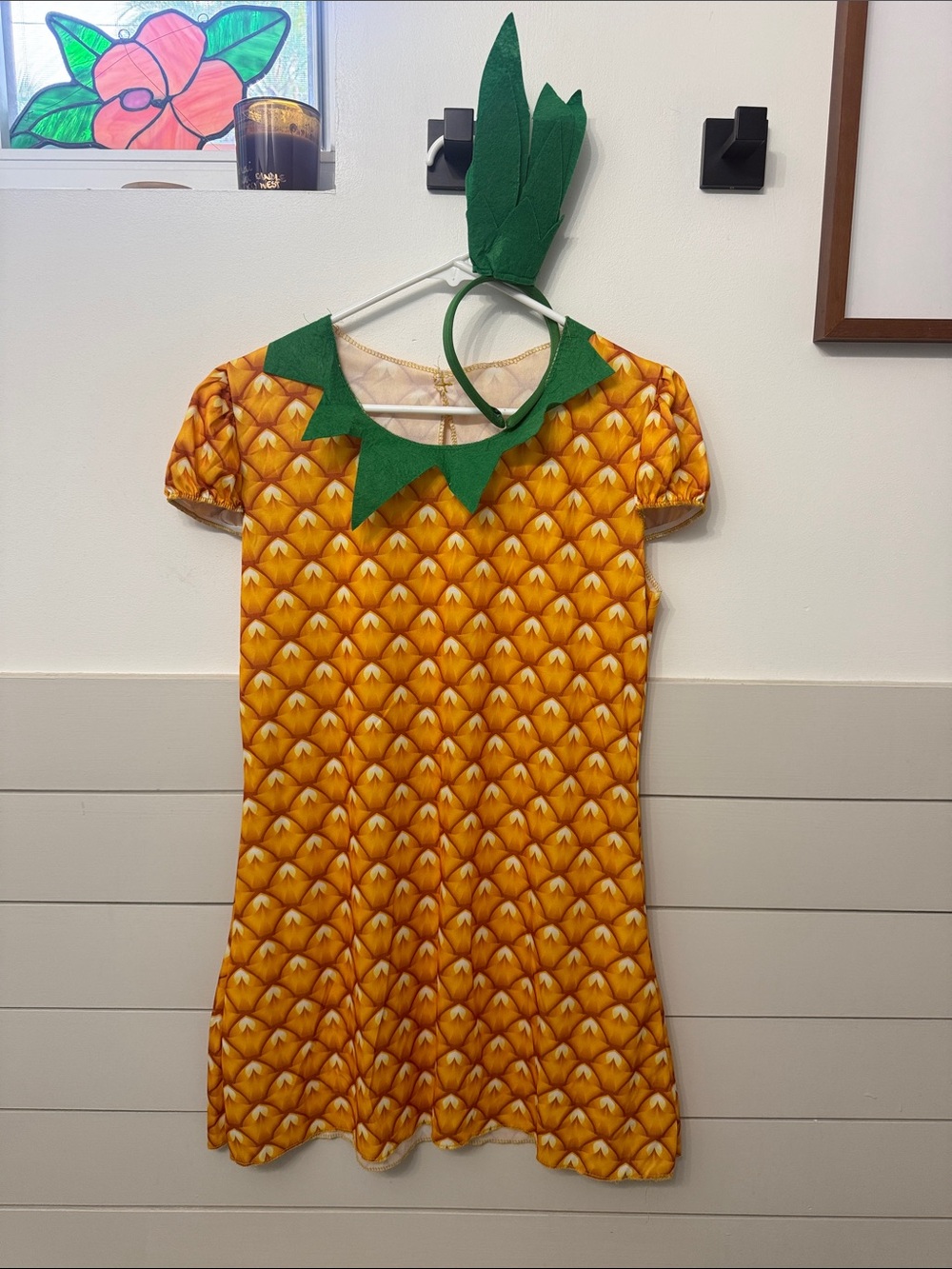 Women’s Pineapple Costume Dress with Green Leaf Headband